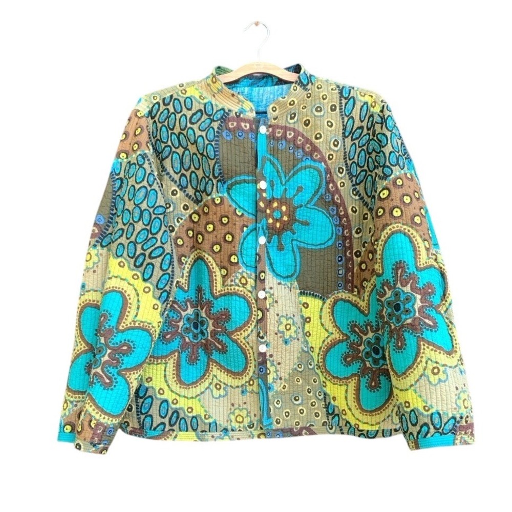 Art to Wear Reversible‎ Quilted Jacket Boho Floral Patchwork Cottagecore